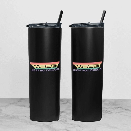 Wear West Hollywood Apparel with Vintage Rainbow Tumbler With Lid And Straw