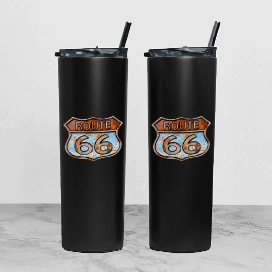 Route 66 vintage sign - Rusty metal sign 3 Tumbler With Lid And Straw