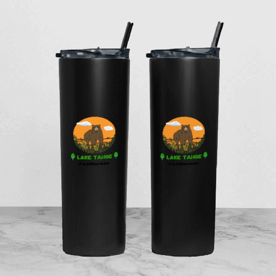 Lake Tahoe California Tumbler With Lid And Straw