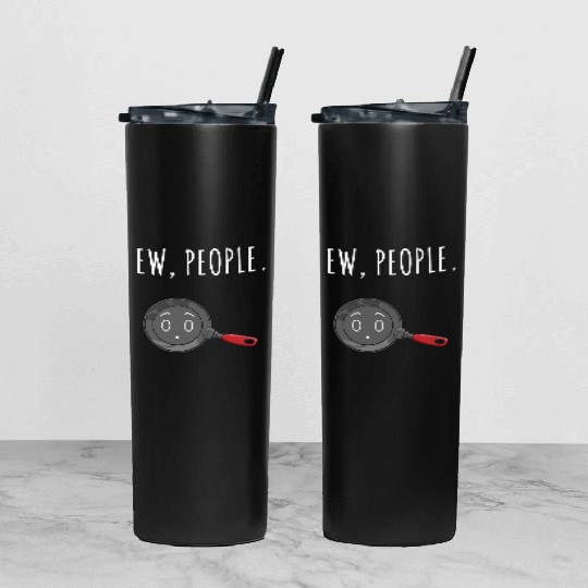 Ew People Big Eyes Frying Pan Tumbler With Lid And Straw