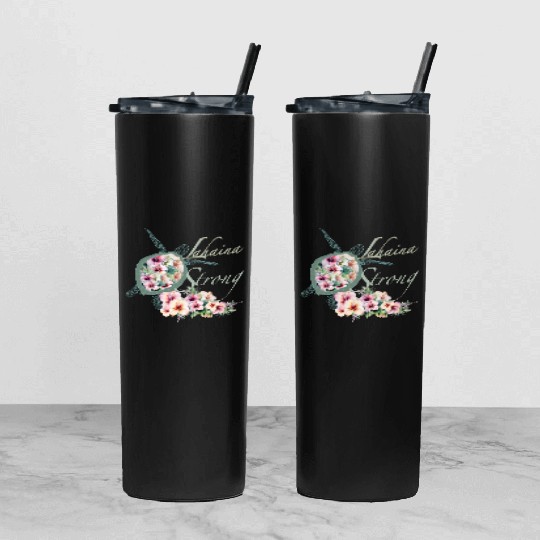 Lahaina Strong: Hibiscus and Sea Turtle Tumbler With Lid And Straw