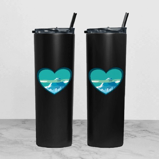 Blue mountain Tumbler With Lid And Straw