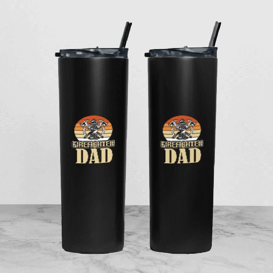 FIREFIGHTER DAD Tumbler With Lid And Straw