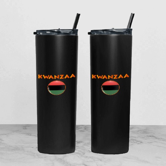 Kwanzaa's Cultural Tapestry, Songs, Dances, Drums. Tumbler With Lid And Straw