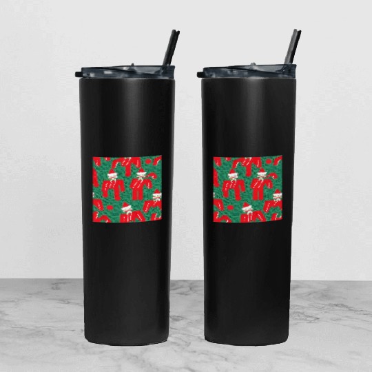 Ugly Red Santa Claus Candy Cane Pattern Tumbler With Lid And Straw