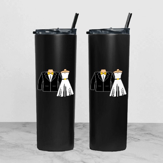 Wedding clothes bride groom Tumbler With Lid And Straw