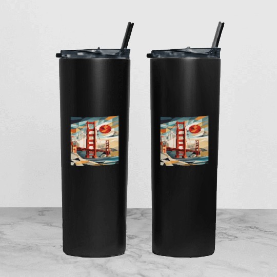 Golden Gate Bridge California Tumbler With Lid And Straw, Golden Gate