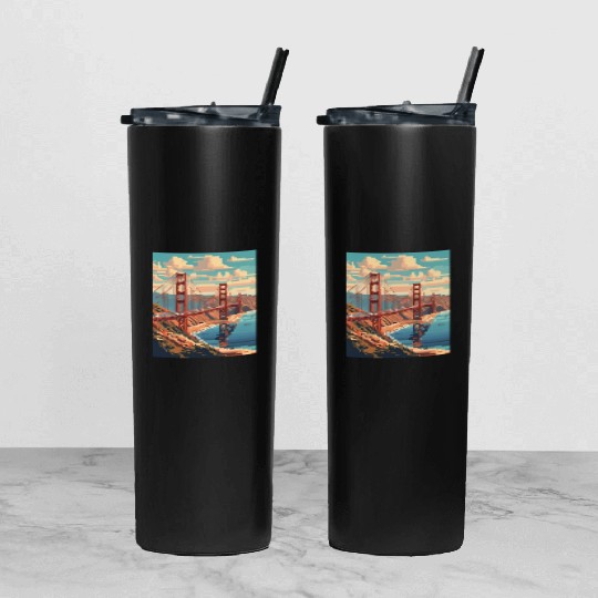 Golden Gate Bridge California Tumbler With Lid And Straw Tumbler With Lid And Straw, Golden