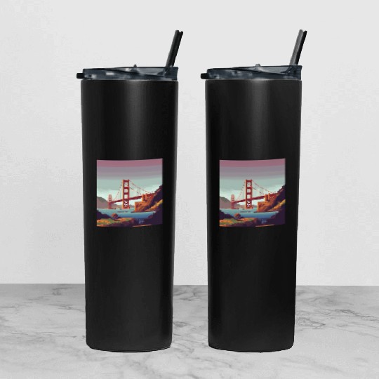Golden Gate Bridge California Tumbler With Lid And Straw, Golden Gate