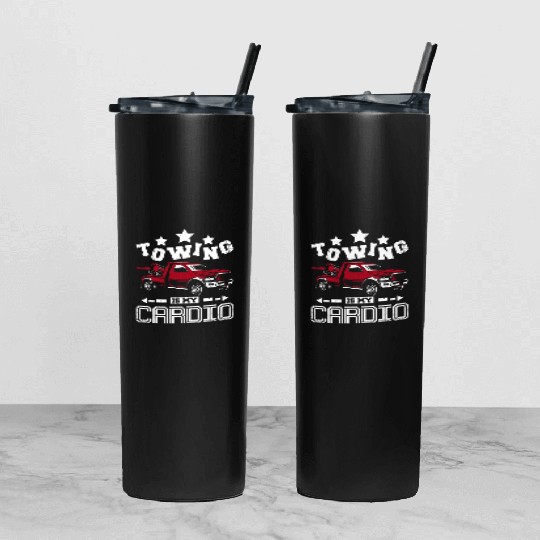 Towing is my cardio Tow truck driver Tumbler With Lid And Straw