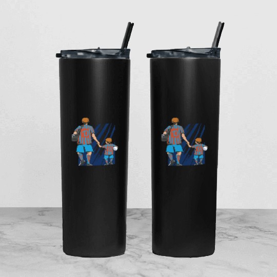 Father And Son Soccer Fans Tumbler With Lid And Straw