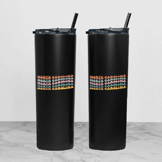 North Carolina State North Carolinian Pride Groovy Tumbler With Lid And Straw