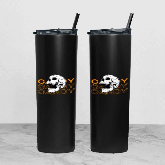 Candy Candy Candy Skull Tumbler With Lid And Straw