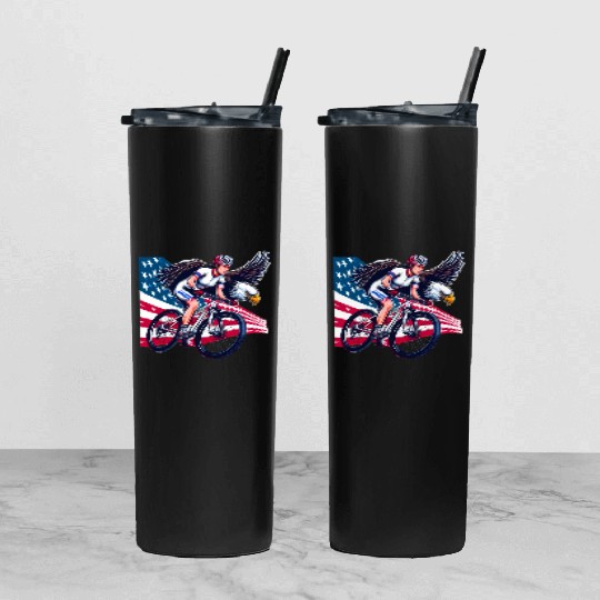 USA Egle biker mtb racer girl Tumbler With Lid And Straw
