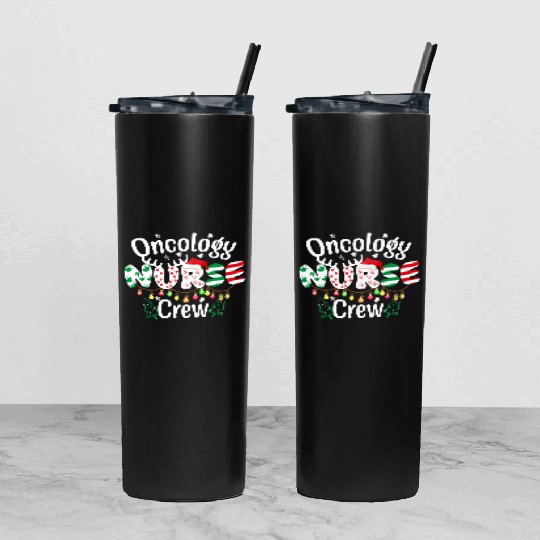 One merry Oncology Nurse Christmas Tumbler With Lid And Straw