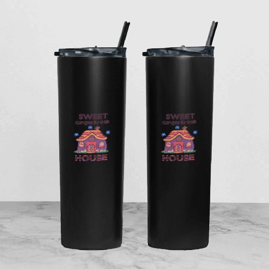 Sweet Gingerbread House Tumbler With Lid And Straw