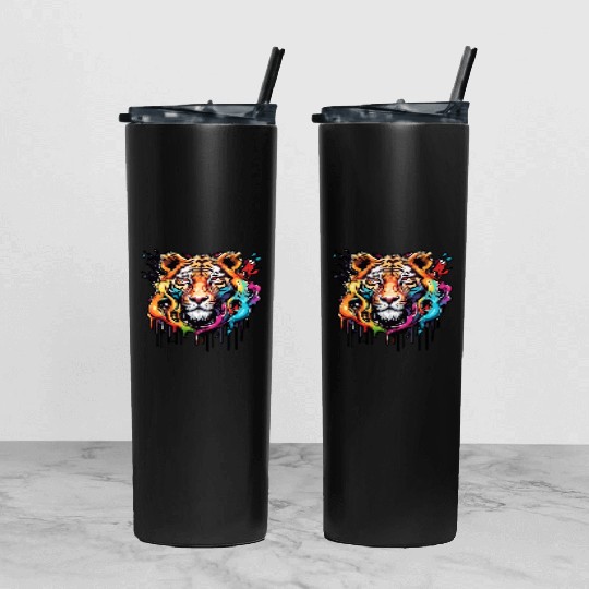 Tiger / Animal / Safari / Wild / Animal Print Tumbler With Lid And Straw