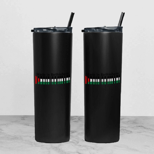 Made in Bethlehem Barcode Palestine Flag for Pales Tumbler With Lid And Straw