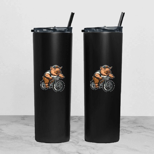 Pig Pork Cycling Tumbler With Lid And Straw