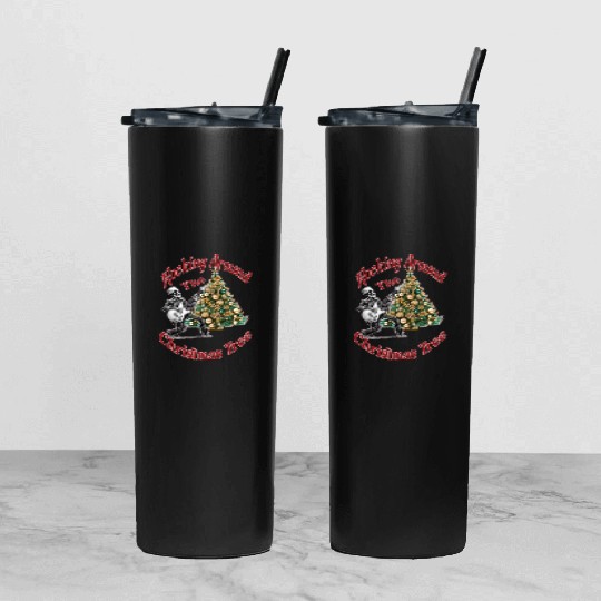 Rocking Around the Christmas Tree Skeleton Tumbler With Lid And Straw,