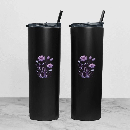 Lavender Majesty: A Tapestry of Orchids and Lilacs Tumbler With Lid And Straw