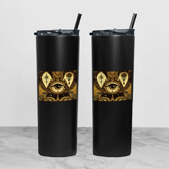 Abstract New Age 1920s Steampunk Design Tumbler With Lid And Straw