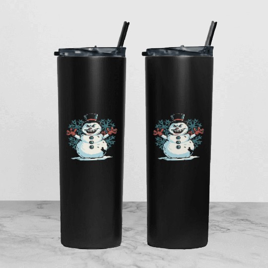 frosty snowman creepy Tumbler With Lid And Straw