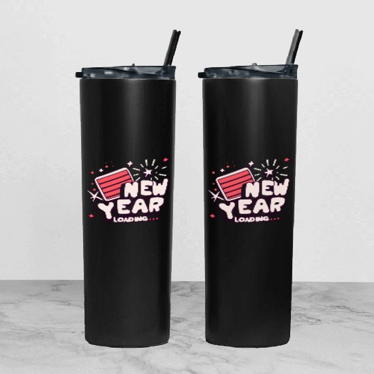 NYE New Year Loading Cheers To Festive New Year's Tumbler With Lid And Straw