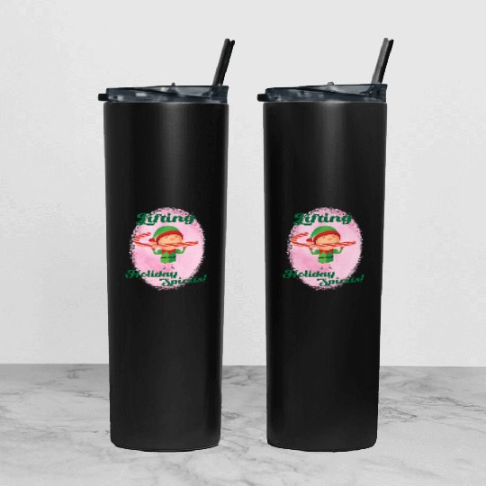 Muscle Elf -Christmas Spirit Workout Tumbler With Lid And Straw