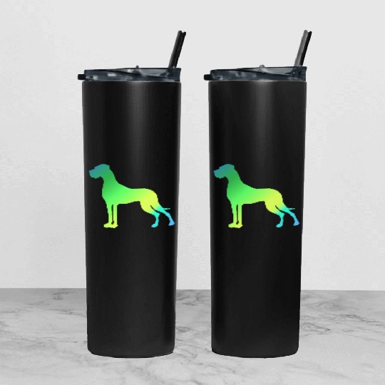 Green Yellow Great Dane Tumbler With Lid And Straw