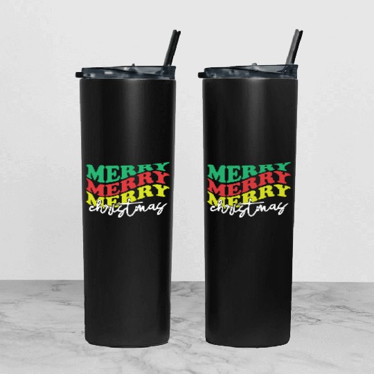Merry merry merry Christmas, Xmas Design Tumbler With Lid And Straw