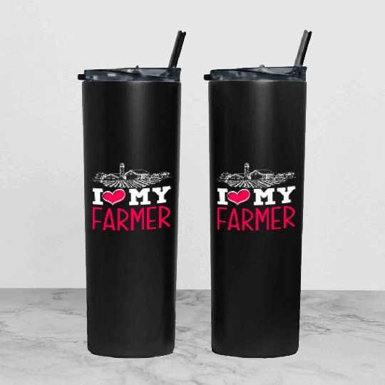 I Love My Farmer Husband Funny Farmer Wife Gift Tumbler With Lid And Straw