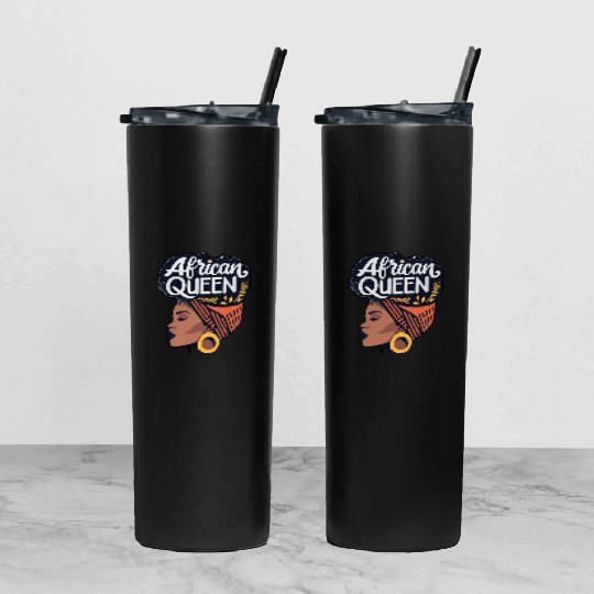 African Queen Afrocentric Queen Tumbler With Lid And Straw
