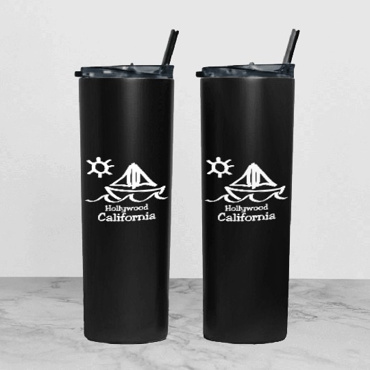 Hollywood California Sailboat Souvenirs Gifts Tumbler With Lid And Straw