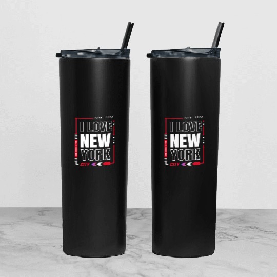 T ShirtI love new york Tumbler With Lid And Straw