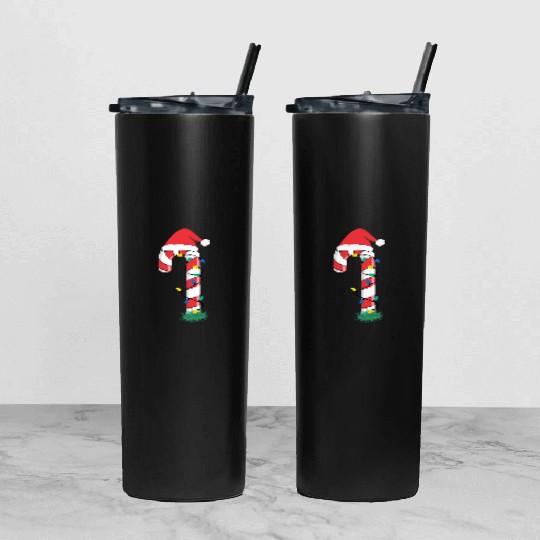 Christmas Candy Cane Santa Xmas Kids Toddler Youth Tumbler With Lid And Straw