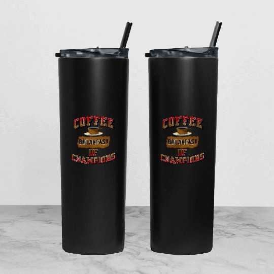 Coffee Breakfast of Champions Tumbler With Lid And Straw