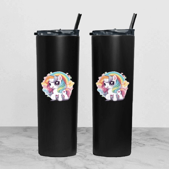 Cute Pony Tumbler With Lid And Straw