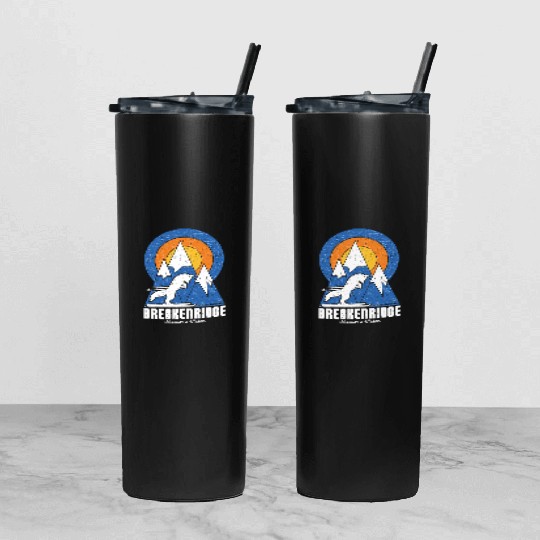 Retro Breckenridge Ski White Fox Tumbler With Lid And Straw