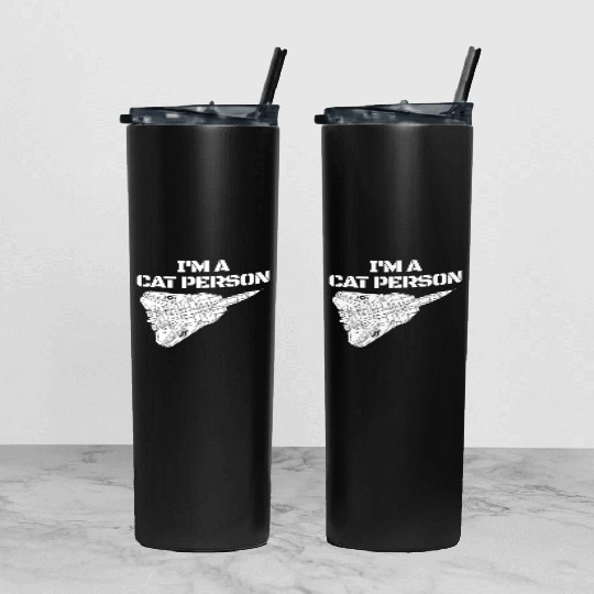 I'm Cat Person F14 Tomcat Fighter Jet Schematicf14 Tumbler With Lid And Straw