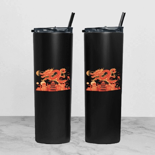 Year Of The Dragon Tumbler With Lid And Straw | chinese lanterns