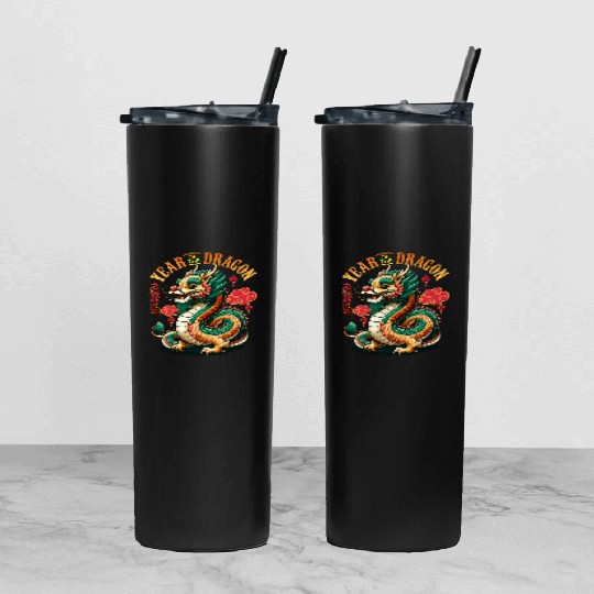 Dragon Year 2024 Embrace Lunar New Year Prosperity Tumbler With Lid And Straw