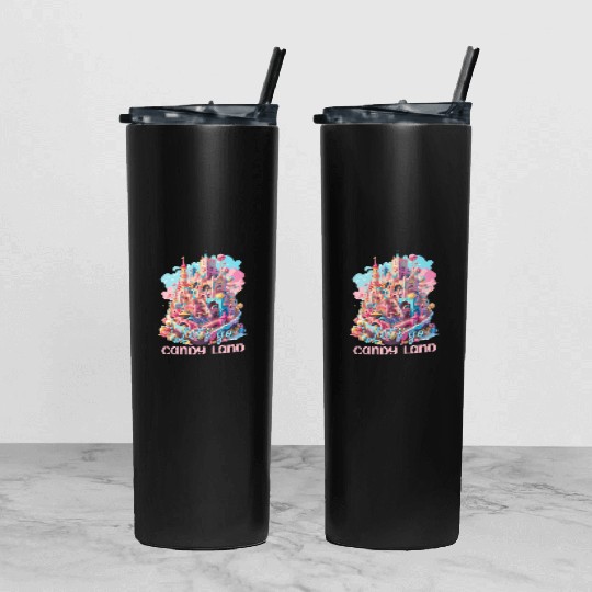 Let's Go Candy Land Graphic Tumbler With Lid And Straw