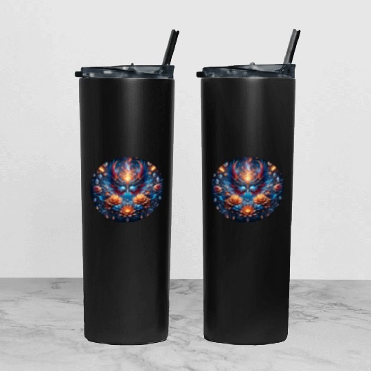 Phoenix Rebirth in Cosmic Bloom Tumbler With Lid And Straw