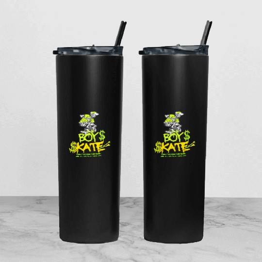 Skate Skeleton Boy Graphic Tumbler With Lid And Straw