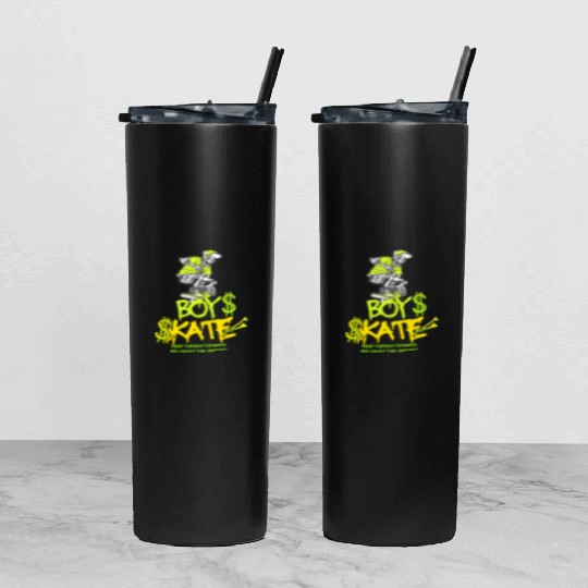 Skate Skeleton Boy Graphic Tumbler With Lid And Straw