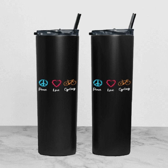 Peace Love Cycling Tumbler With Lid And Straw