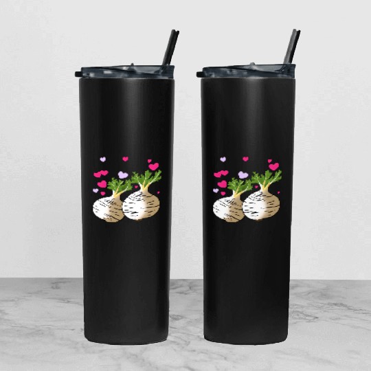 Turnip Love Hearts Valentine's Day Tumbler With Lid And Straw