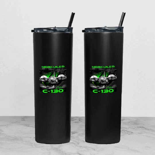 C-130 Hercules Military Aircraft Tumbler With Lid And Straw