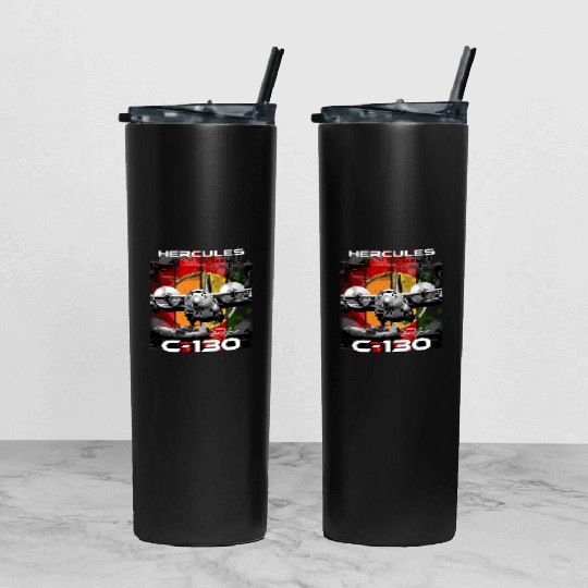 C-130 Hercules Military Aircraft Tumbler With Lid And Straw